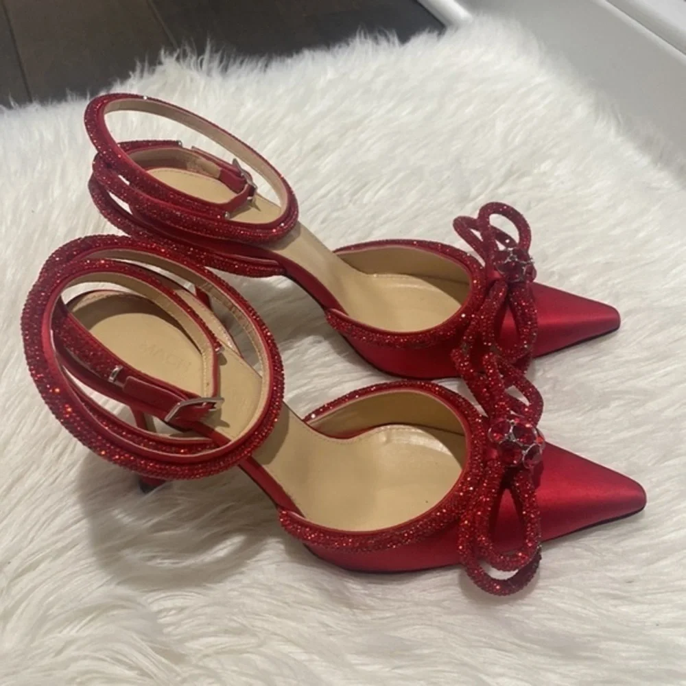 Mach & Mach Crystal Double Bow pointed toe pump size‎ 37.5EU